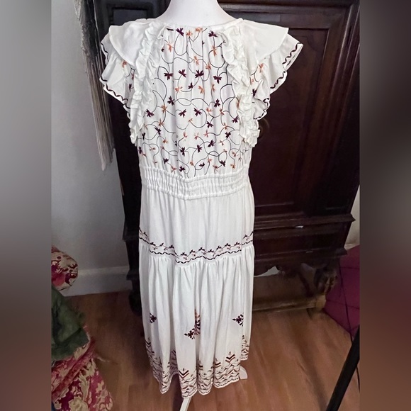 Anthropologie Embroidered Linen Midi Dress - Picture 13 of 17